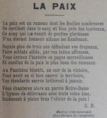 BOUIGNOL Maurice - La Paix - Journal de Loudun 6 Janvier 1918